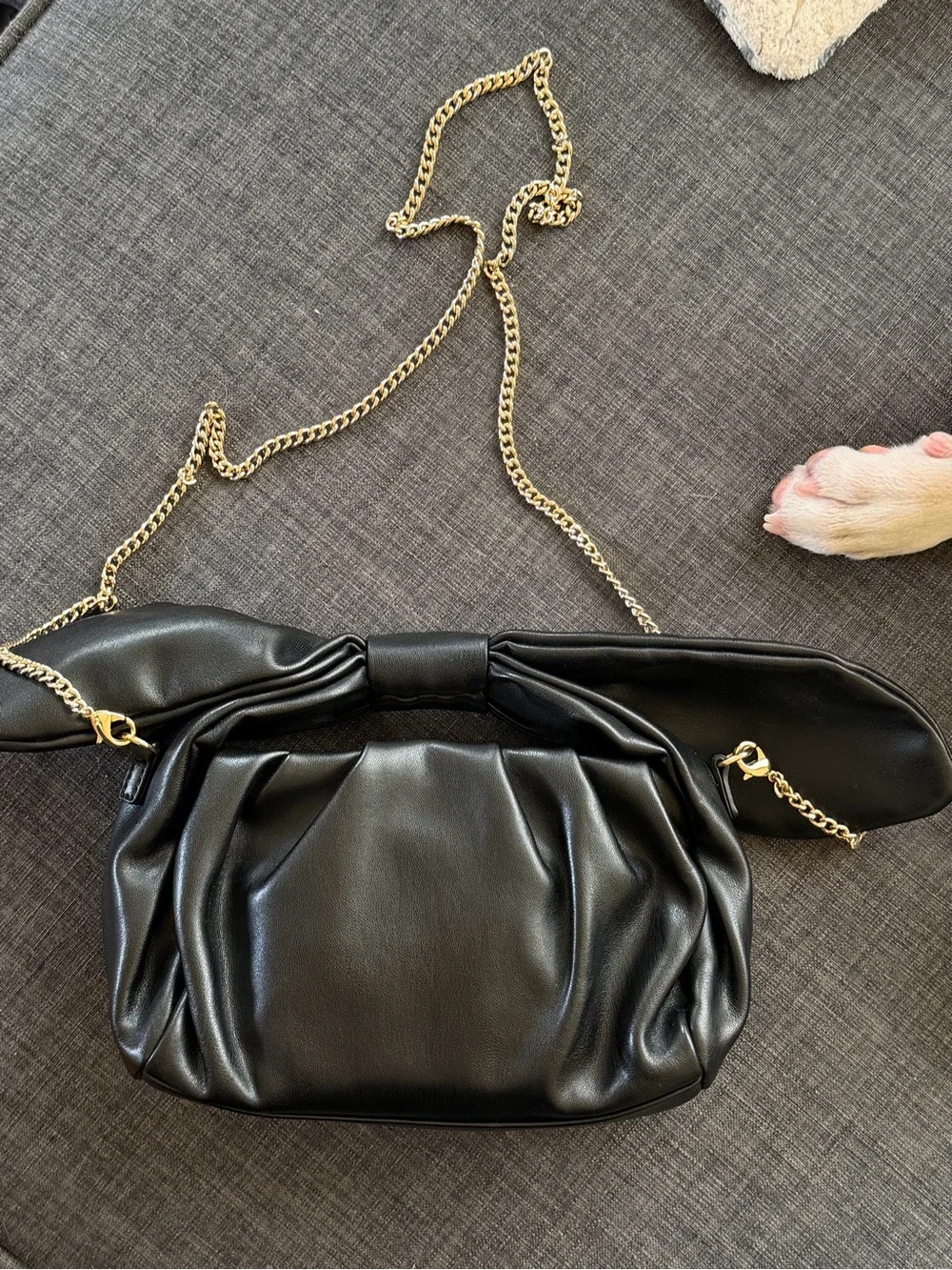 Love Moschino Black Faux Leather Crossbody with Gold Chain